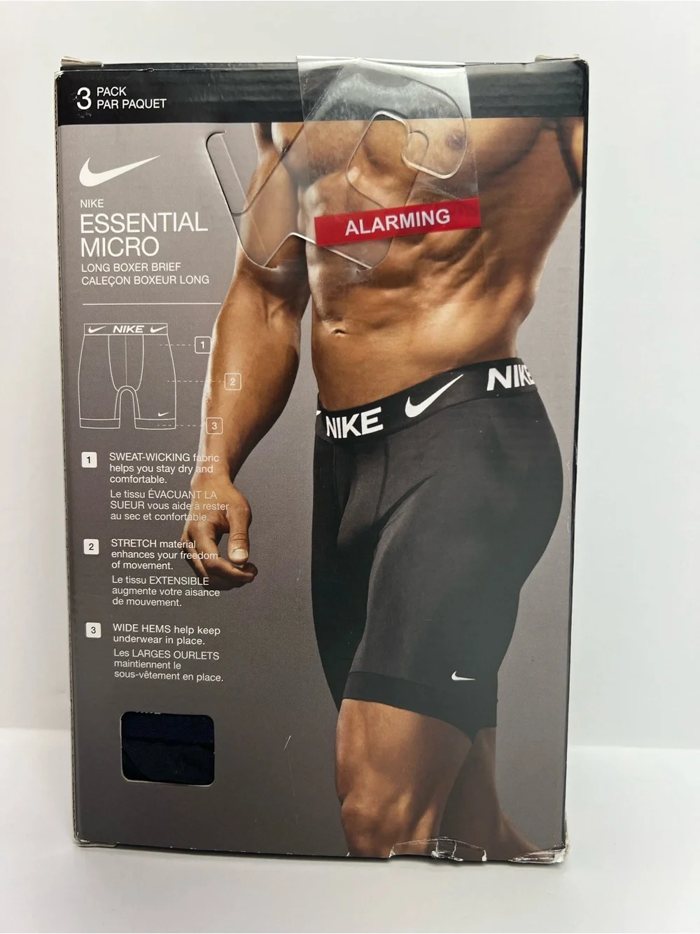 Nike 3 Pack Long Boxer Briefs Essential Micro Dri-FIT Black White Men’s Size XL